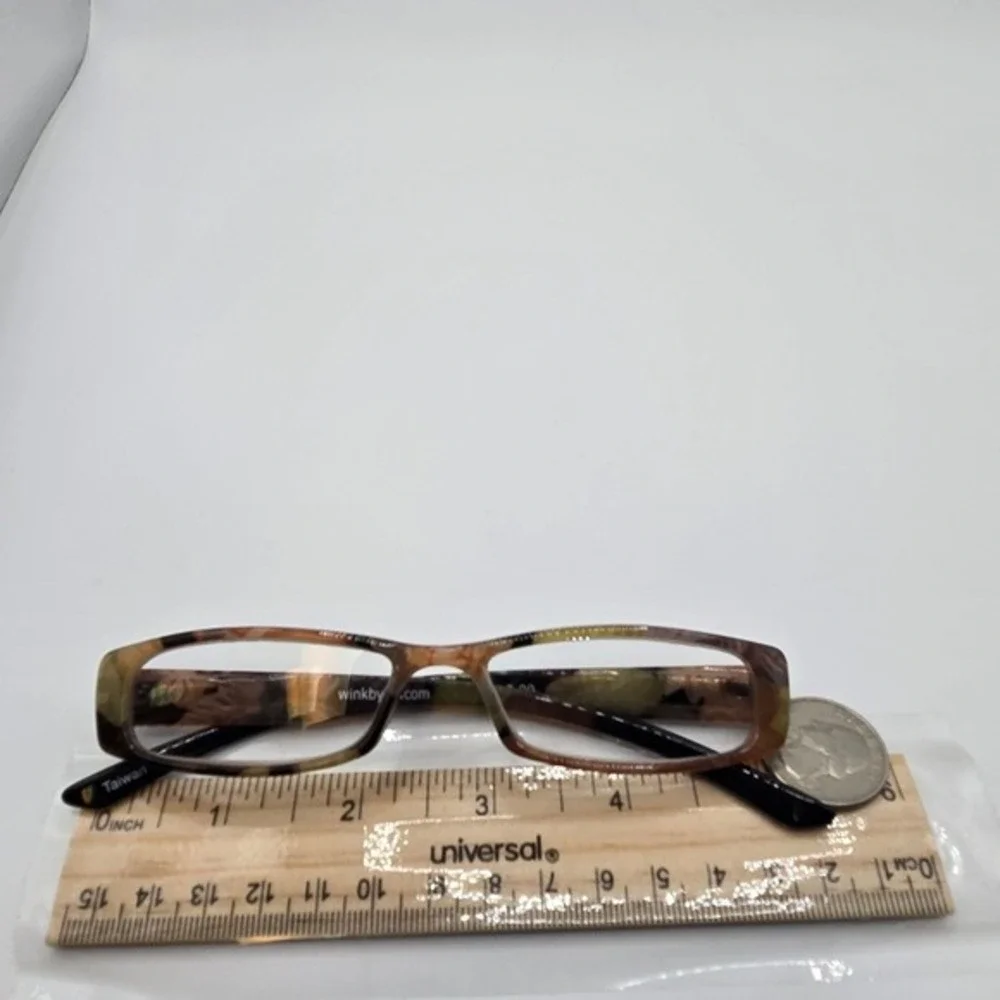 Womens Floral +2.00‎ Readers Glasses Transparent Frame Lightweight Fashion Brown